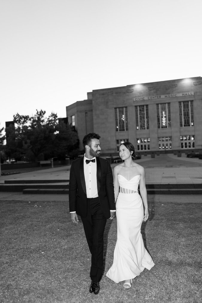 Bride and groom portraits at Civic Center Music Hall in Oklahoma City