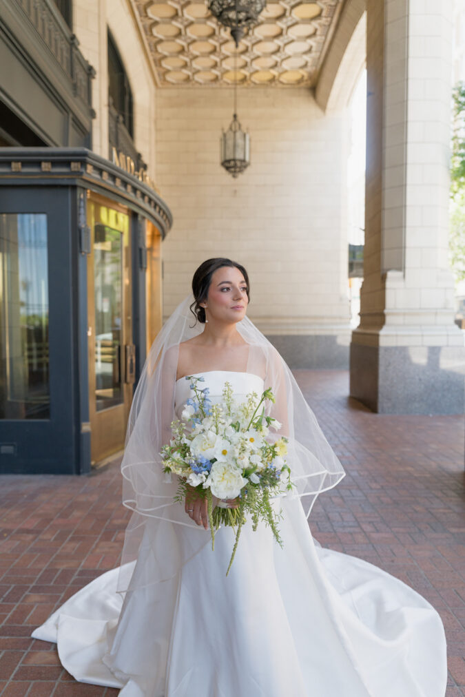 Elegant wedding portraits captured at the Tulsa Club Hotel