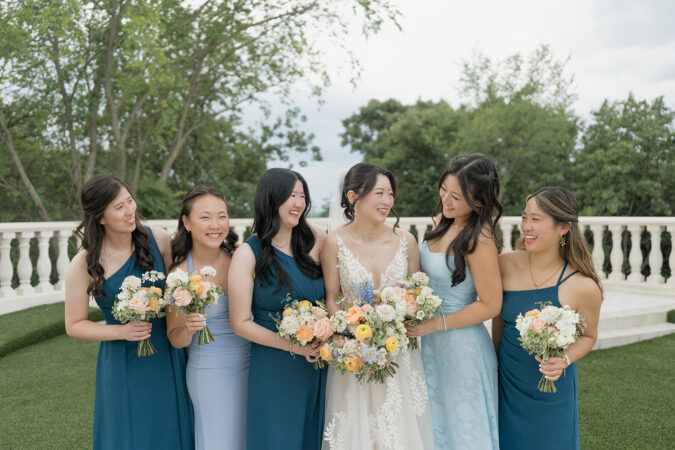 Wedding party portraits outside the Hillside Estate.
