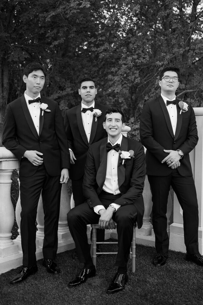 Wedding party portraits outside the Hillside Estate.