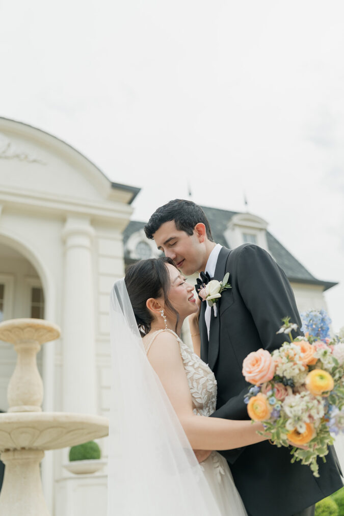 Newlywed portraits outside the Hillside Estate, Dallas, Texas.