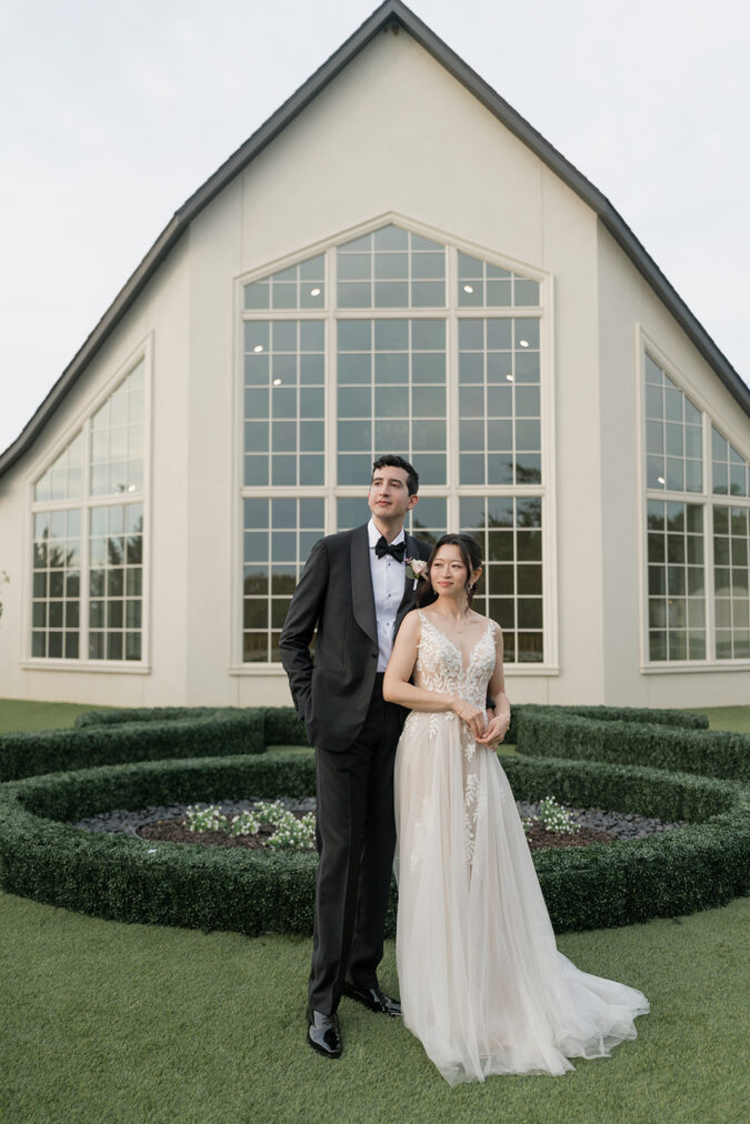 Newlywed portraits outside the Hillside Estate, Dallas, Texas.