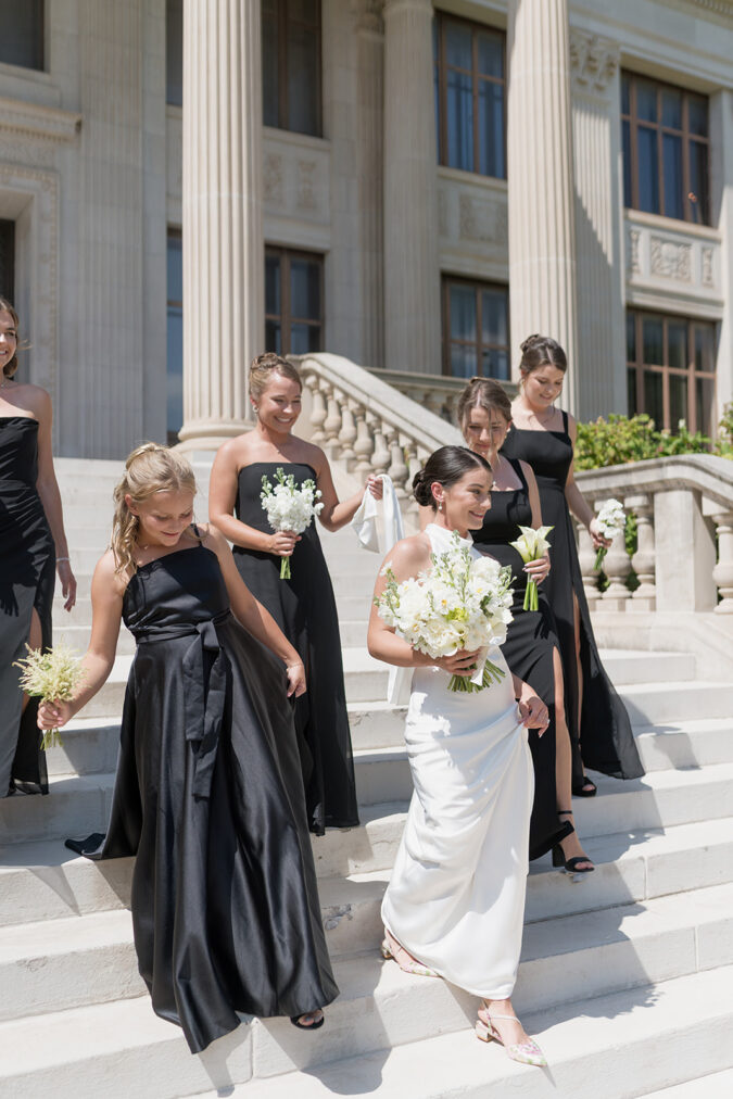 Emotional and refined wedding party photographs at the Oklahoma Hall of Fame
