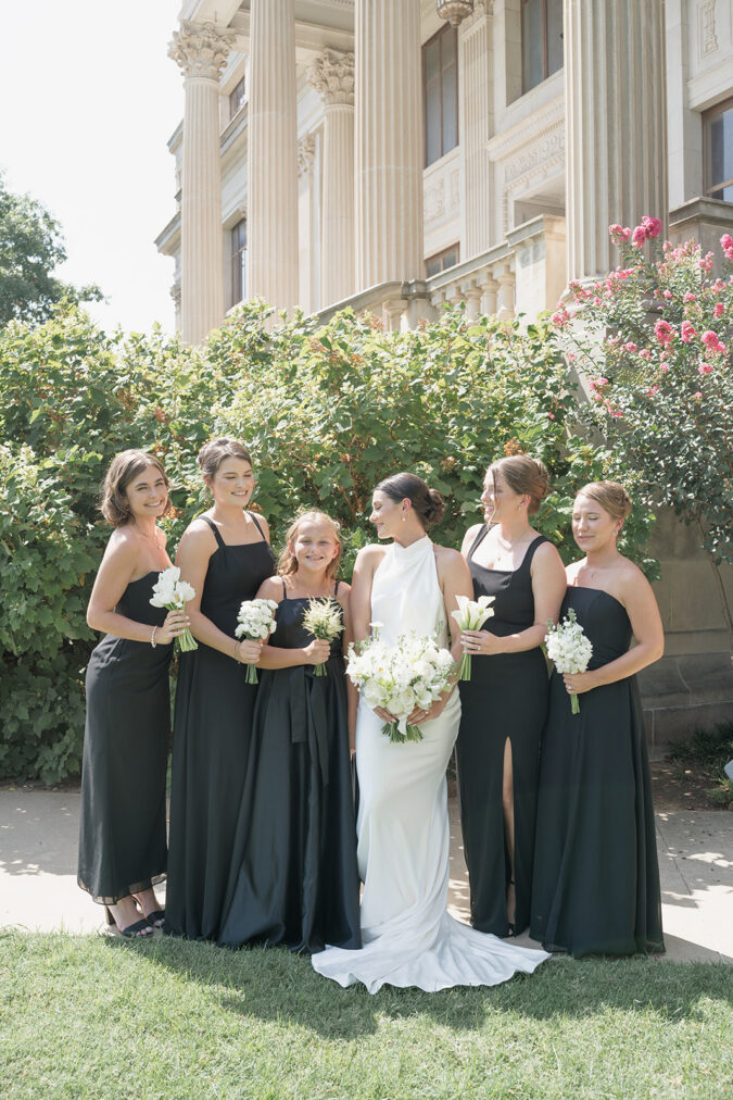 Emotional and refined wedding party photographs at the Oklahoma Hall of Fame