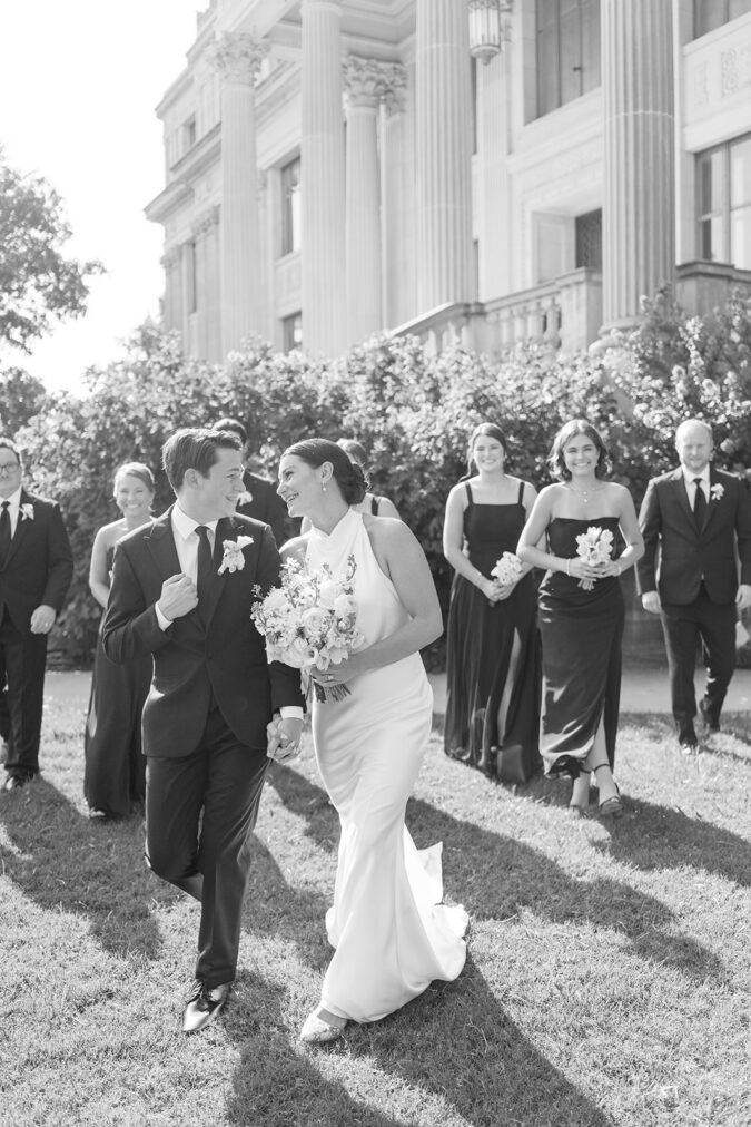 Emotional and refined wedding party photographs at the Oklahoma Hall of Fame